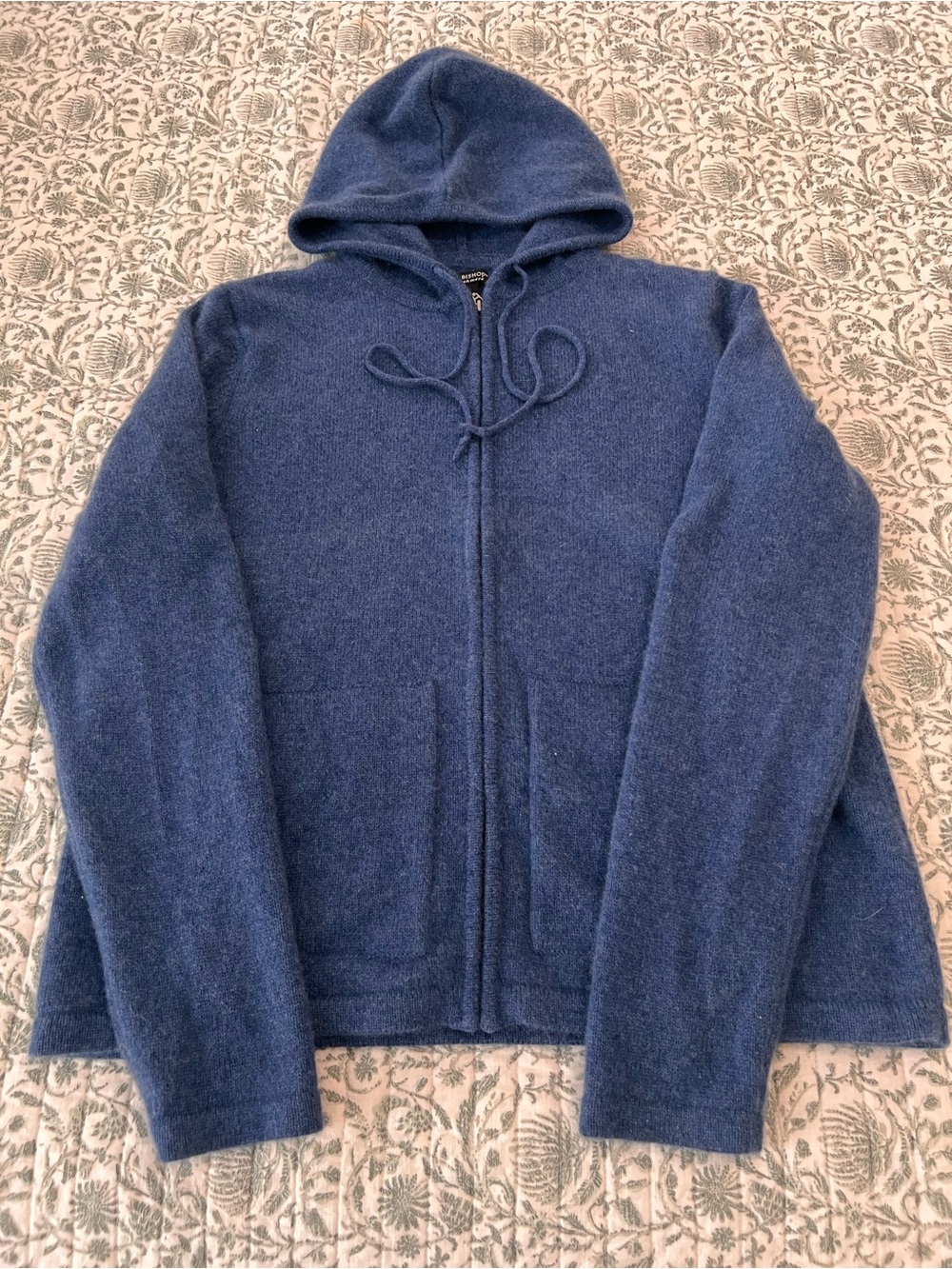 Daniel Bishop 100% Cashmere Knit Zip-Up Hoodie Sweater Blue L